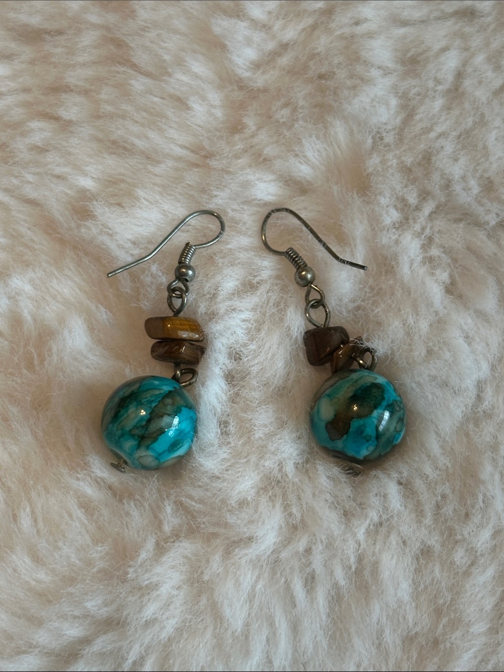 Beaded Drop Earrings [blue green]